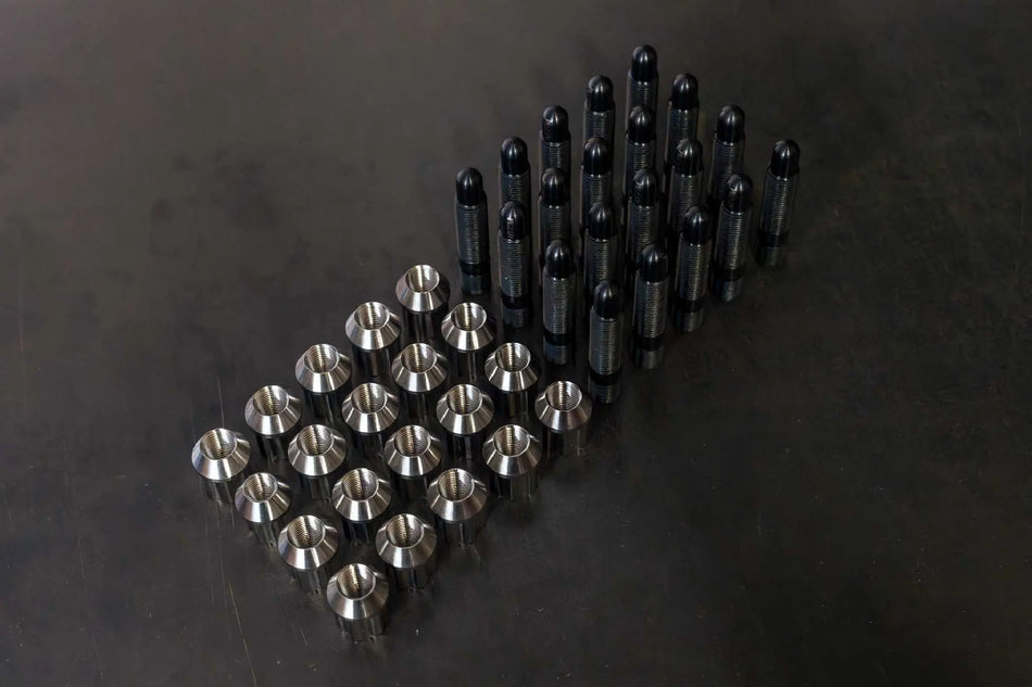 RSS M12x1.25 Wheel stud and raw titanium nut conversion kit with 90mm length