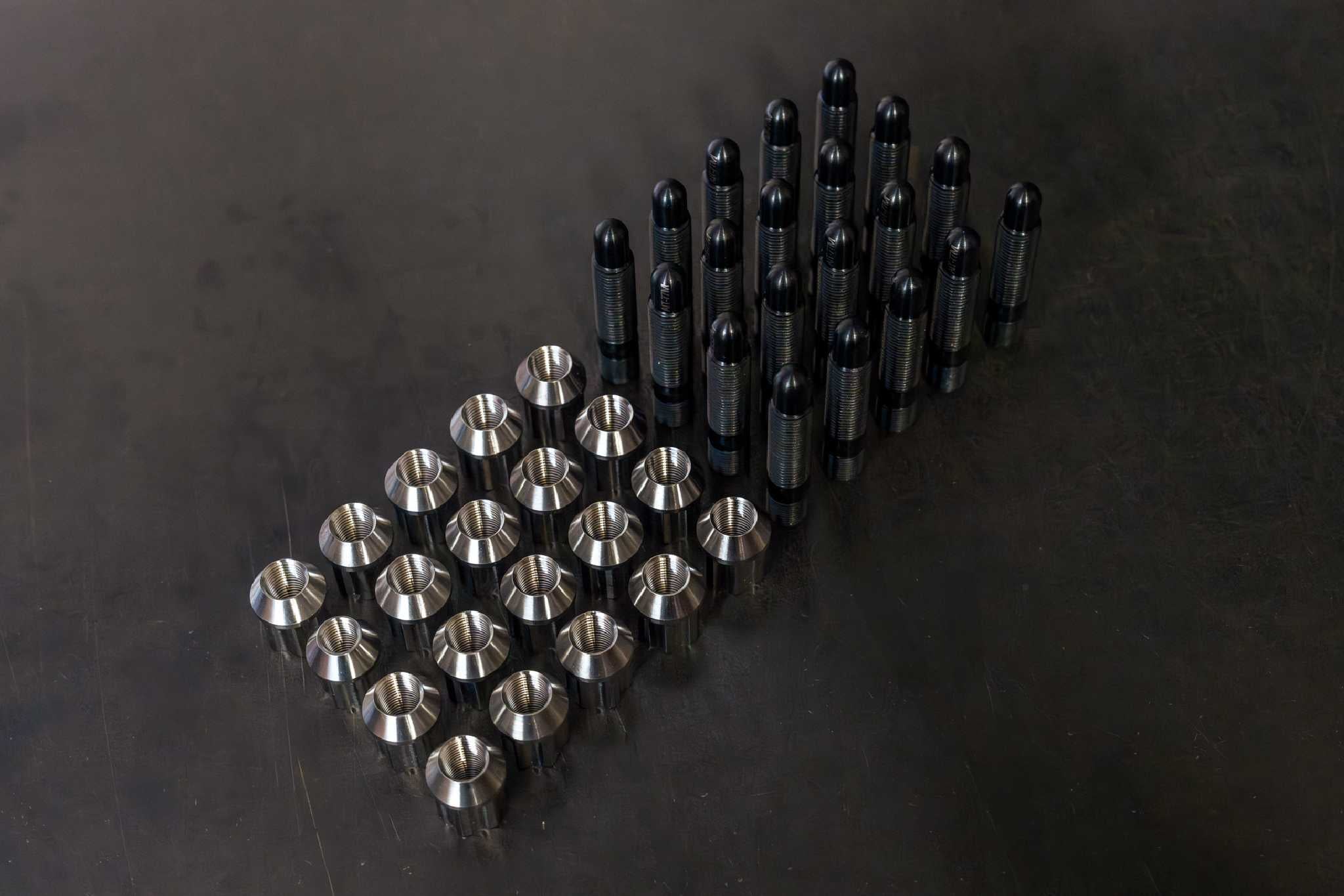 RSS M14x1.25 to M14x1.5Wheel stud and raw titanium nut conversion kit with 86mm length
