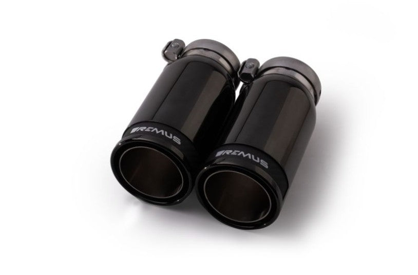 Remus tail pipe set L/R consisting of 4 tail pipes Ø 84 mm Street Race Black Chrome, with adjustable spherical clamp connection