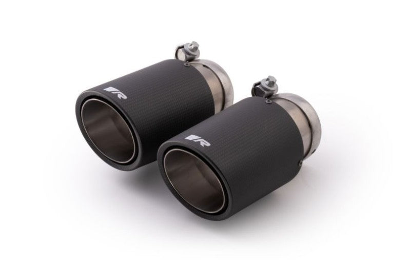 Remus tail pipe set L/R consisting of 4 Carbon tail pipes Ø 84 mm angled, Titanium internals, with adjustable spherical clamp connection