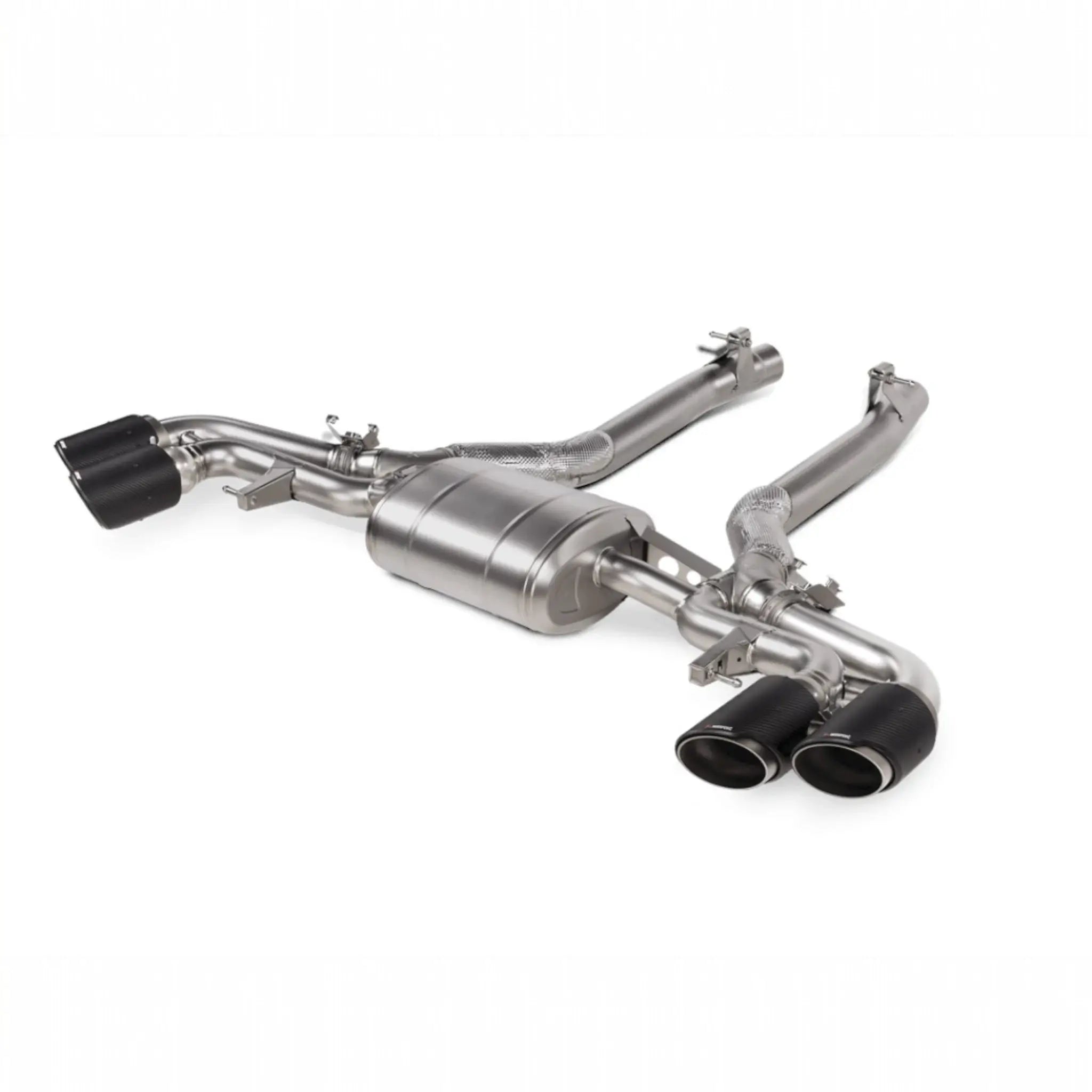 High-quality Akrapovič product image showcasing the Slip-On Line (Titanium) exhaust system, highlighting its advanced titanium construction.