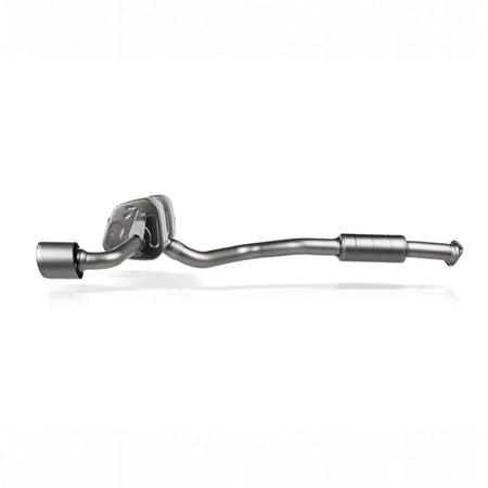Side-on product shot of the Akrapovič Slip-On Race Line (Titanium) exhaust system for the Toyota GR Yaris (Gen 2), displaying its lightweight titanium construction and engineered precision.