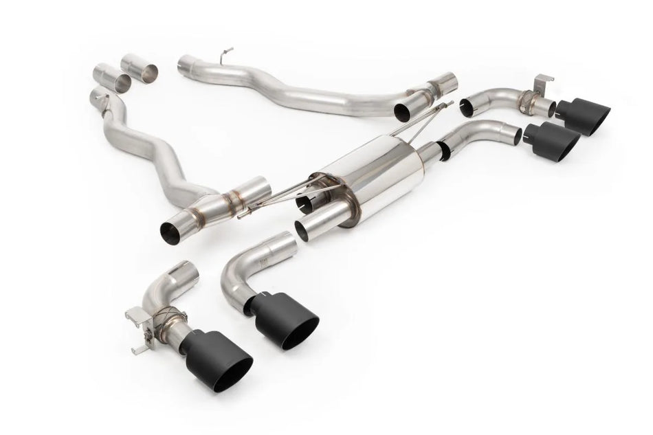 Milltek Axle Back With GT-115 Cerakote Black Tips - OE requires cutting - ECE Approved for BMW 5 Series M5 4.4l Twin Turbo Hybrid G90 & G99