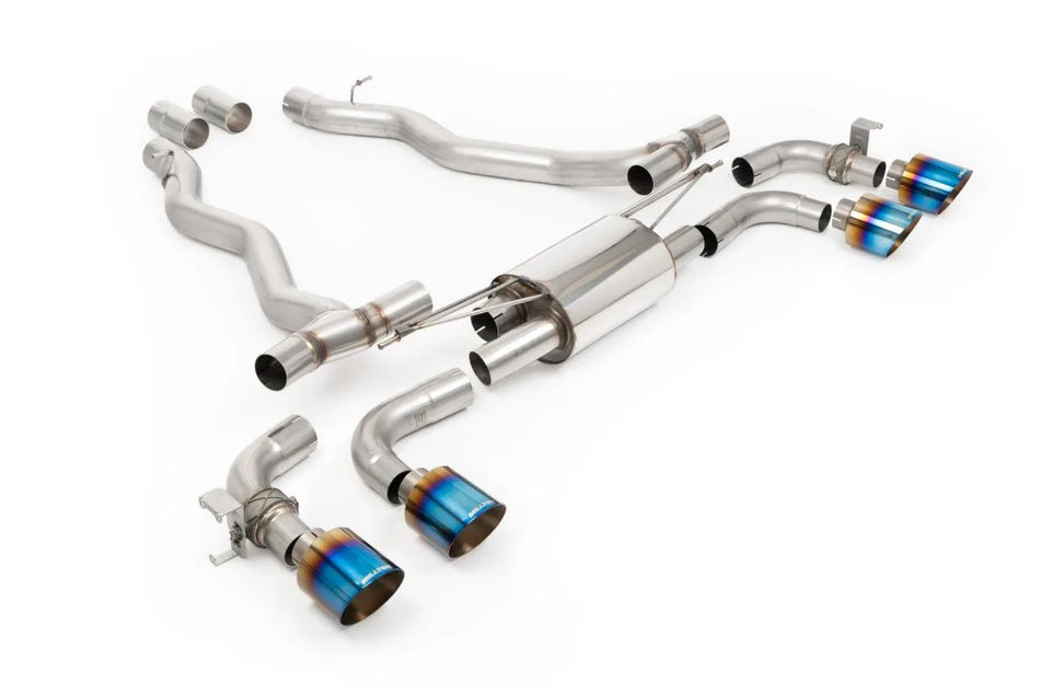 Milltek Axle Back With GT-115 Burnt/Blue Titanium Tips - OE requires cutting - ECE for BMW 5 Series M5 4.4l Twin Turbo Hybrid G90 & G99