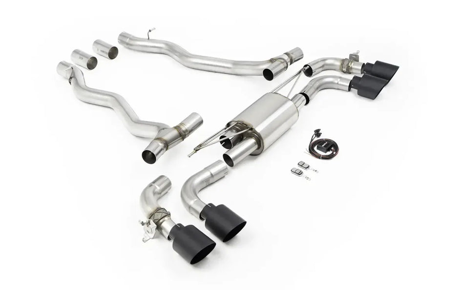 Milltek Axle Back With GT-115 Cerakote Black Tips - OE requires cutting and included for BMW 5 Series M5 4.4l Twin Turbo Hybrid G90 & G99 (NAS/ROW