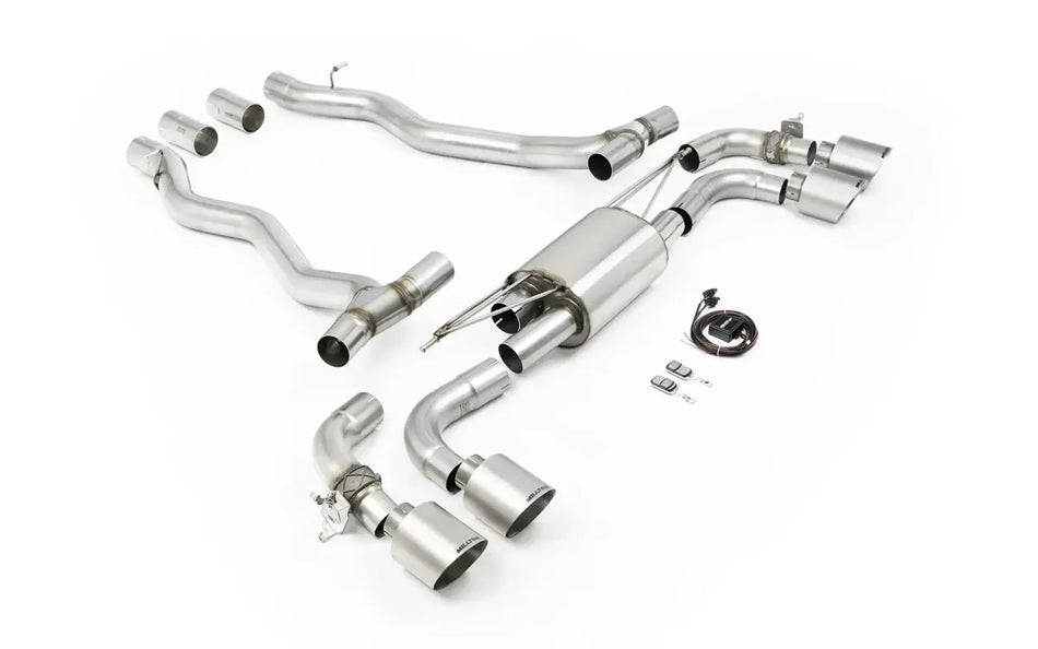 Milltek Axle Back With GT-115 Brushed Titanium Tips - OE requires cutting and included for BMW 5 Series M5 4.4l Twin Turbo Hybrid G90 & G99 (NAS/ROW