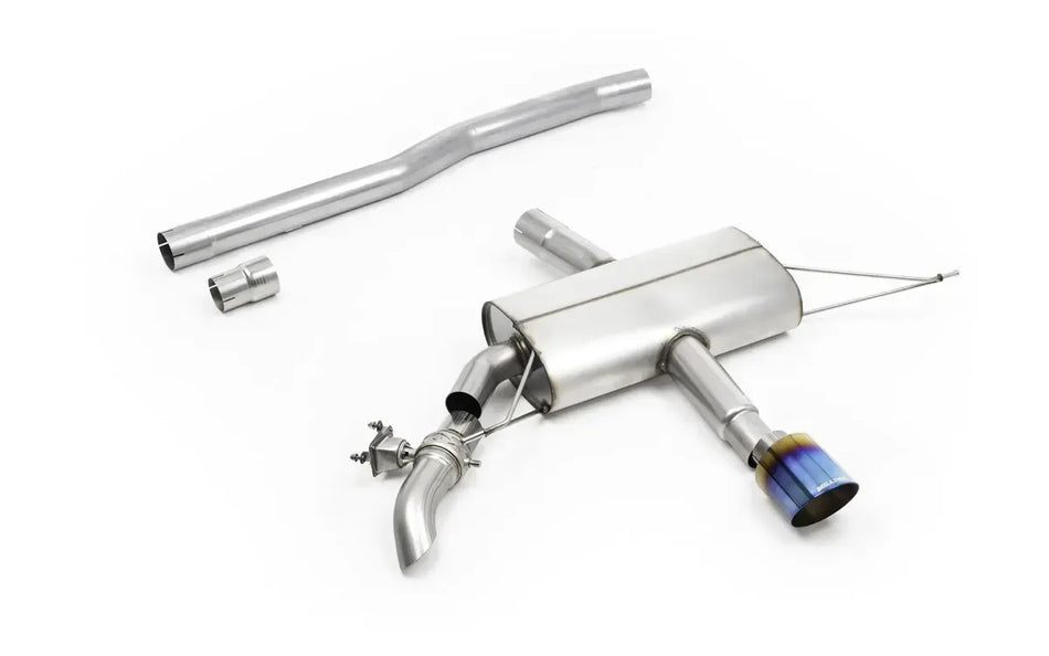 Milltek Particulate Filter-back OPF/GPF Back Non Resonated (Louder) with Burnt/Blue Titanium Tip for New Mini Mk4 JCW F66 2.0T B48 (OPF/GPF Models Only)