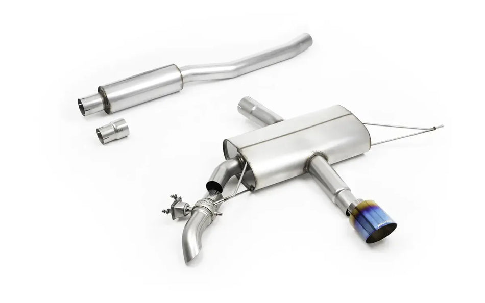 Milltek Particulate Filter-back OPF/GPF Back Resonated with Burnt/Blue Titanium Tip - ECE Approved for New Mini Mk4 JCW F66 2.0T B48 (OPF/GPF Models Only)