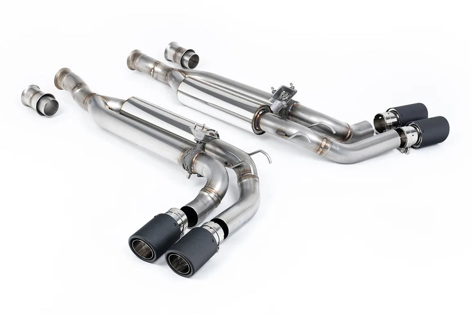 Milltek Cat-back Valved with Carbon JET-90 Trims - Re-uses OE Valve Motors for Mercedes G-Class G63 (W463) 4.0 Bi-Turbo V8 (ROW Non GPF/OPF