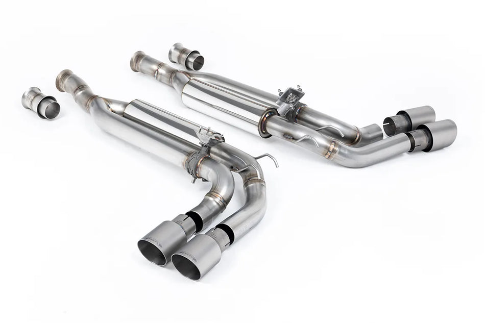 Milltek Cat-back Valved with Brushed Titanium GT-90 Trims - Re-uses OE Valve Motors for Mercedes G-Class G63 (W463) 4.0 Bi-Turbo V8 (ROW Non GPF/OPF