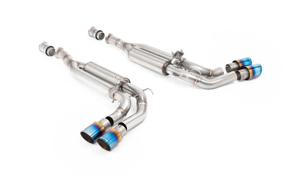 Milltek Cat-back Valved with Burnt/Blue Titanium GT-90 Trims - Re-uses OE Valve Motors for Mercedes G-Class G63 (W465) 4.0 Bi-Turbo V8 (Both GPF/OPF EU &