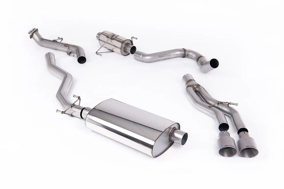 Milltek Cat-back Resonated Catback with 2 x GT-100 Brushed Titanium Tips for Toyota Tacoma 2.4L Turbo Hybrid Crew Cab (5ft Bed) &