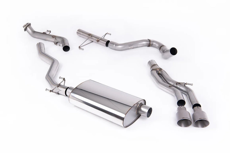 Milltek Cat-back Non-Resonated (Louder) Catback with 2 x GT-100 Brushed Titanium Tips for Toyota Tacoma 2.4L Turbo Hybrid Crew Cab (5ft Bed) &