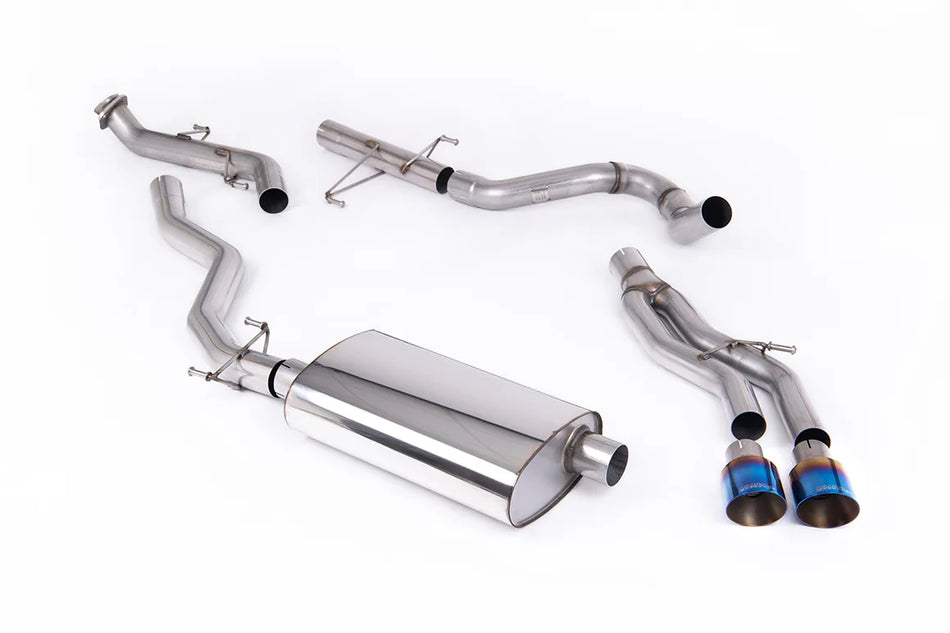 Milltek Cat-back Non-Resonated (Louder) Catback with 2 x GT-100 Burnt/Blue Titanium for Toyota Tacoma 2.4L Turbo Hybrid Crew Cab (5ft Bed) &