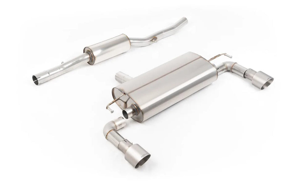 Milltek Cat-back V2 Resonated with GT-100 Brushed Titanium Slash Cut Tips for Volkswagen Golf Mk4 R32 3.2 V6 4WD