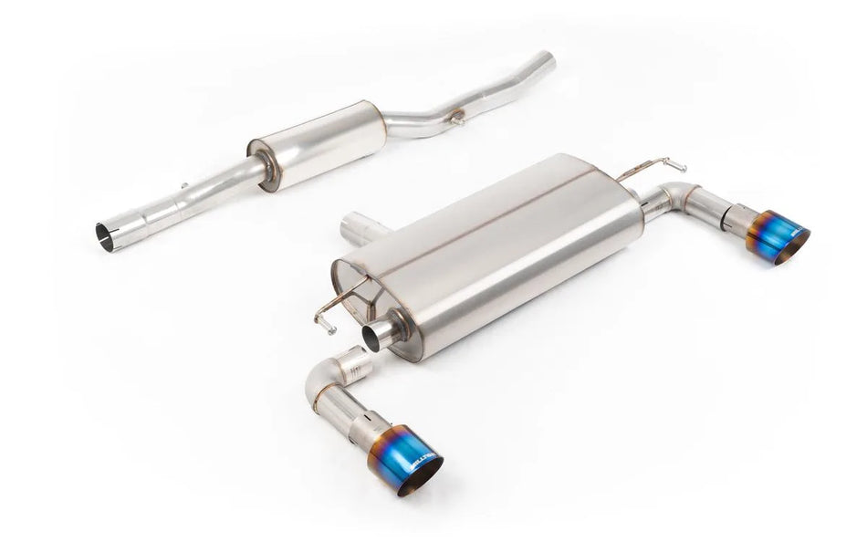 Milltek Cat-back V2 Resonated with GT-100 Burnt/Blue Titanium Slash Cut Tips for Volkswagen Golf Mk4 R32 3.2 V6 4WD