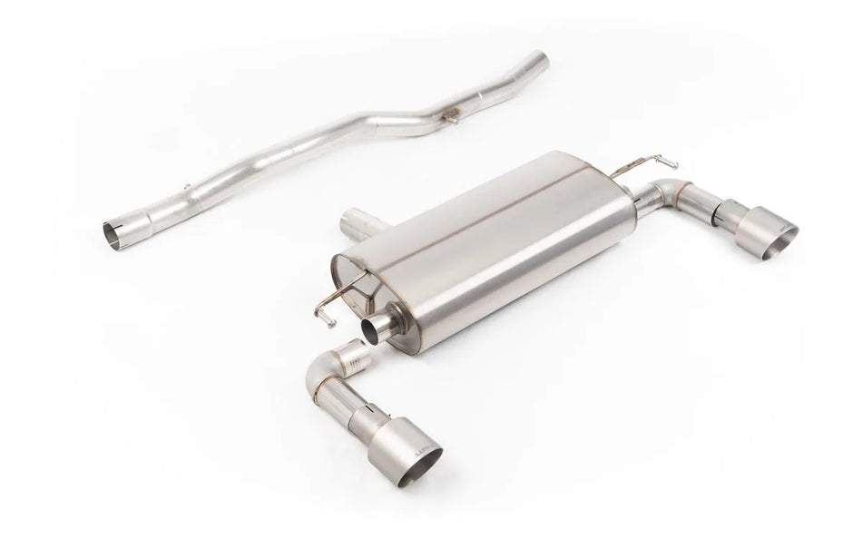 Milltek Cat-back V2 Non-Resonated (Loudest) with GT-100 Brushed Titanium Slash Cut Tips for Volkswagen Golf Mk4 R32 3.2 V6 4WD