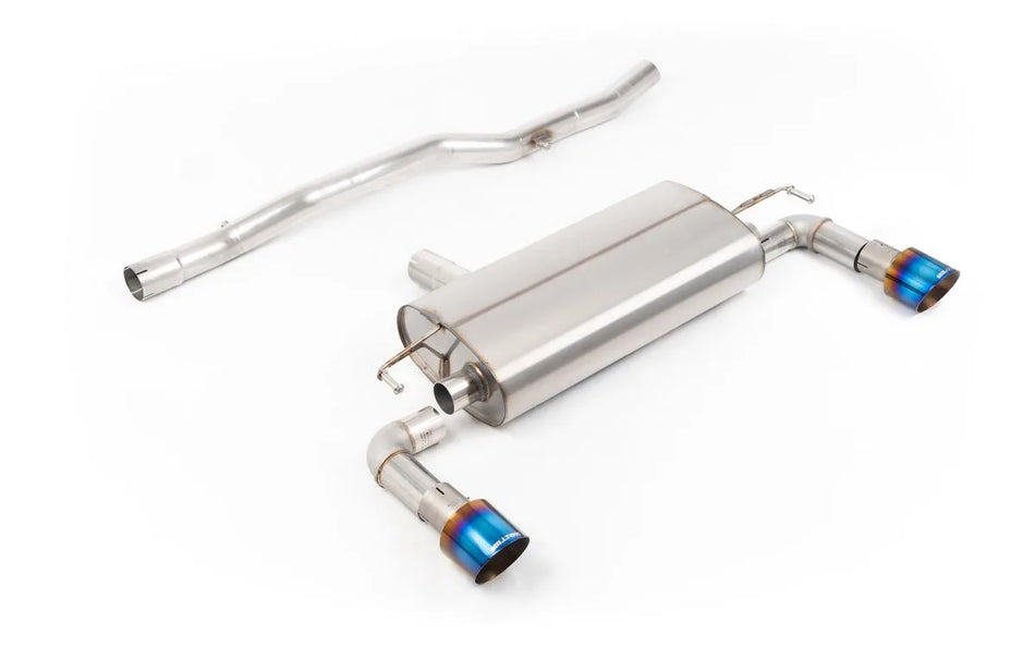 Milltek Cat-back V2 Non-Resonated (Loudest) with GT-100 Burnt/Blue Titanium Slash Cut for Volkswagen Golf Mk4 R32 3.2 V6 4WD