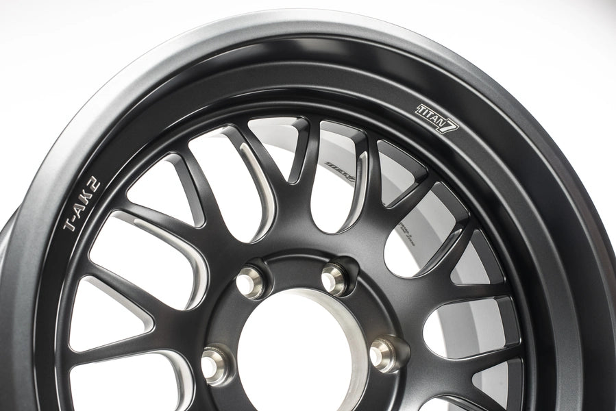 Titan 7 Forged Aluminium Wheel - T-AK2 17x8.5 5x127 ET -1 CB 71.5 in Satin Titanium