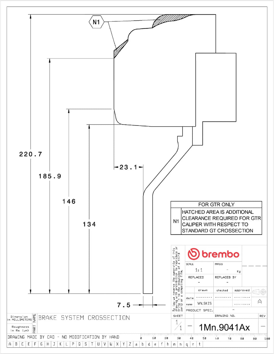 Brembo 380mm big brake conversion - 6 Piston GT/M Monoblock Caliper