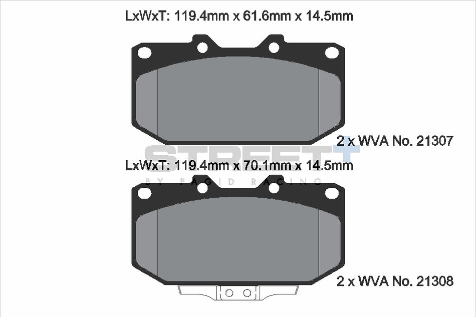PAGID STREET+ Front Axle Set for NISSAN 300ZX (Z32) 3.0 12/89→03/97