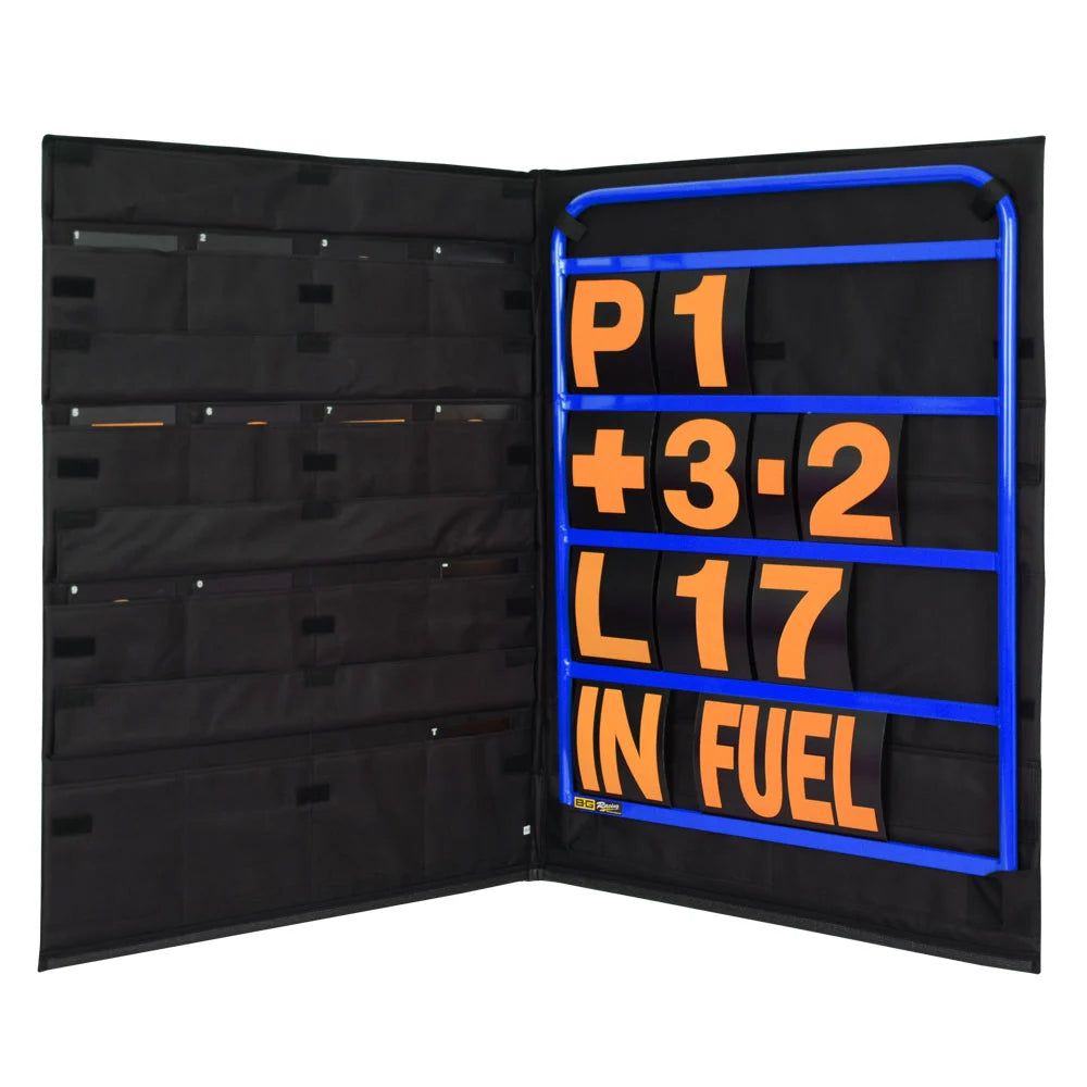 B-G Racing Standard Blue Pit Board Kit- Orange Numbers & Bag