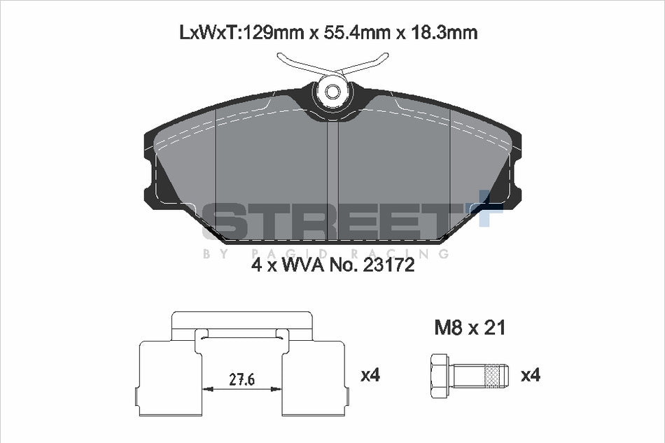 PAGID STREET+ Front Axle Set for RENAULT LAGUNA I (B56_, 556_) 2.9 24V (B56V) 03/97→03/01