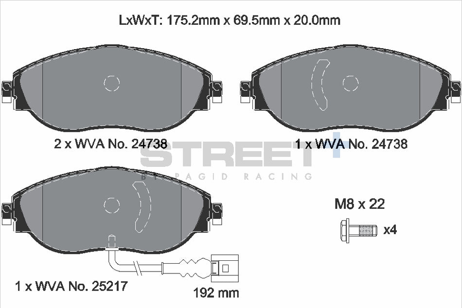 PAGID STREET+ Front Axle Set for VW SHARAN VAN (7N1, 7N2) 2.0 TDI 08/10→01/13