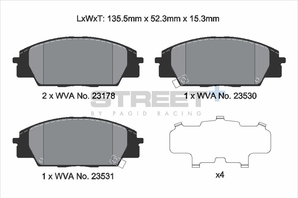 PAGID STREET+ Front Axle Set for HONDA CIVIC VIII Hatchback (FN, FK) 2.0 i-VTEC Type R (FN2) 03/10→12/10