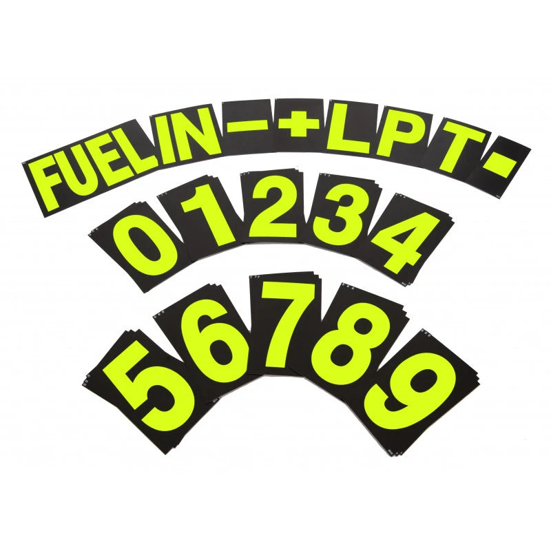 B-G Racing Standard Pit Board Number Set - Hi Vis Yellow