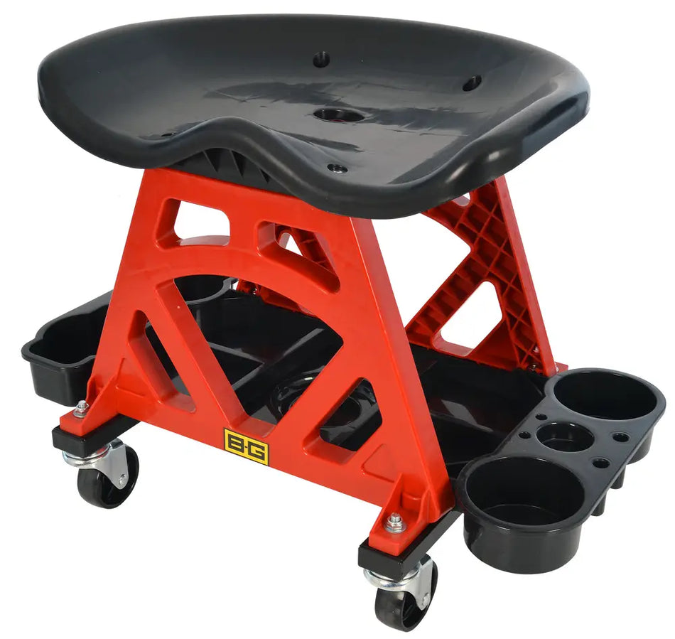 B-G Racing Ergonomic Mechanics Work Seat - 582 x 353 x 431mm (22.9 x 13.9 x 17")