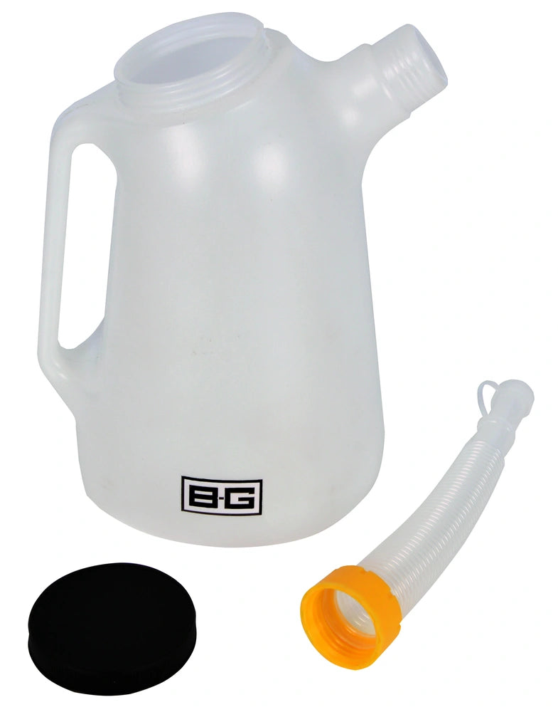 B-G Racing Plastic 5 Litre Fluid/Fuel/Oil Measuring Jug with Cap & Spout - White