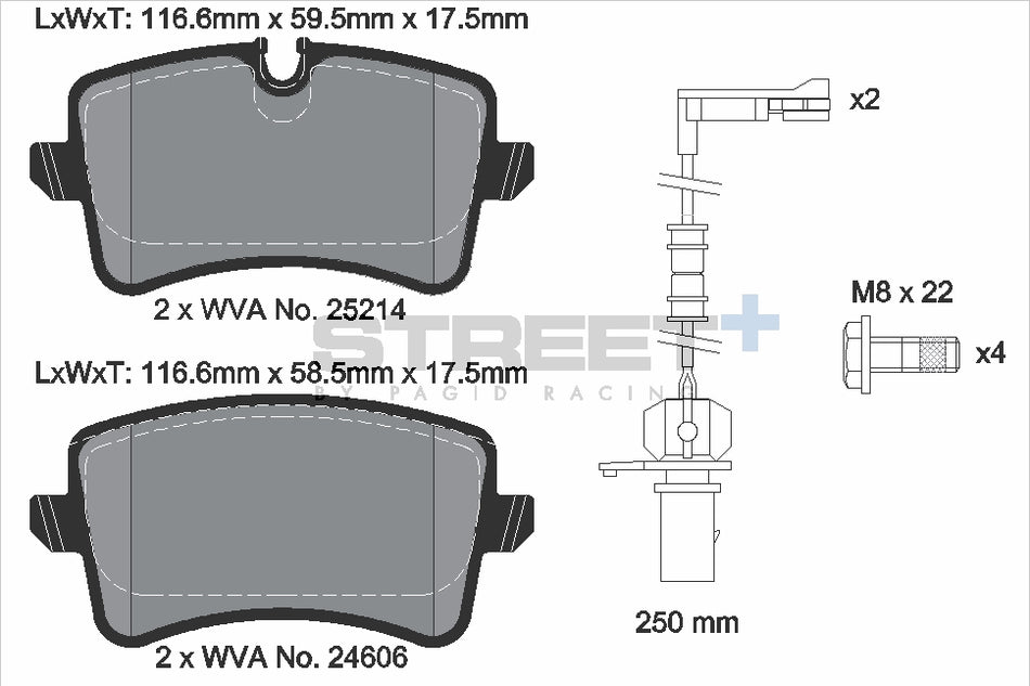 PAGID STREET+ Rear Axle Set for AUDI A8 D4 (4H2, 4H8, 4HC, 4HL) 3.0 TDI quattro 07/10→01/18