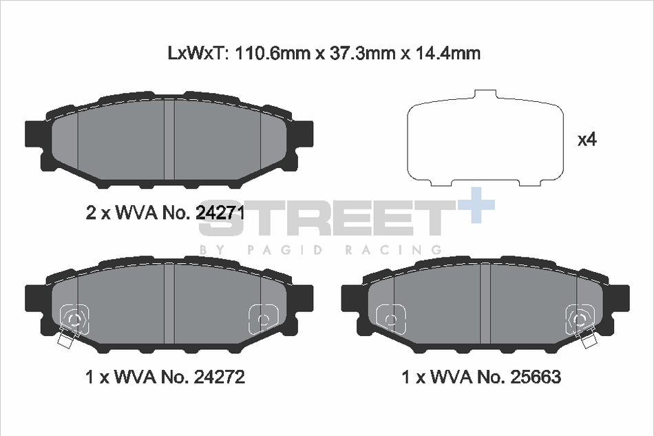 PAGID STREET+ Rear Axle Set for SUBARU LEGACY V (BM) 2.5 AWD (BMM) 09/13