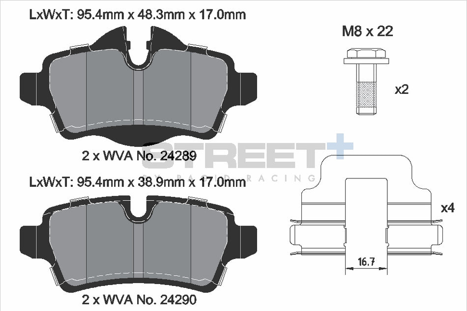 PAGID STREET+ Rear Axle Set for MINI MINI CLUBMAN (R55) One D 03/10→06/14