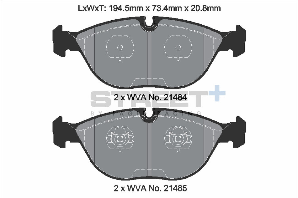 PAGID STREET+ Front Axle Set for BMW 7 (E38) 750 i, iL 11/94→07/01