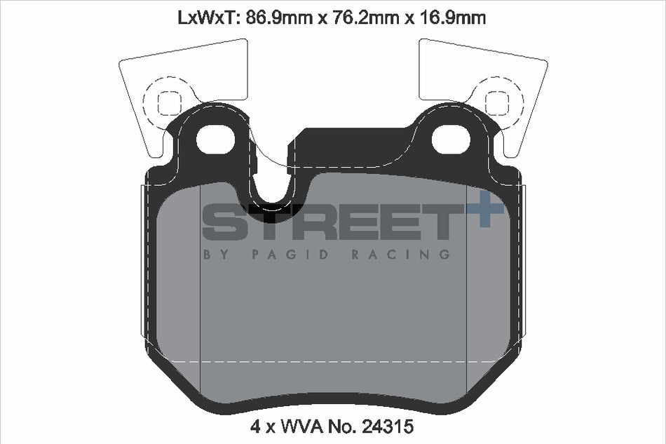 PAGID STREET+ Rear Axle Set for BMW 1 Convertible (E88) 135 i 03/08→12/13