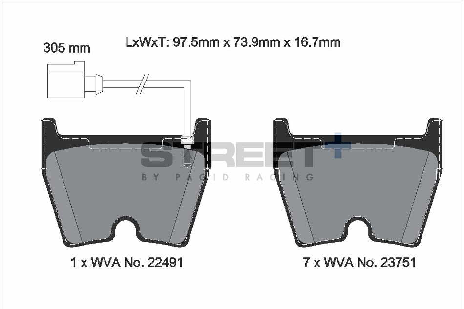 PAGID STREET+ Front Axle Set for AUDI A3 Limousine (8VS, 8VM) RS3 quattro 04/17→10/20