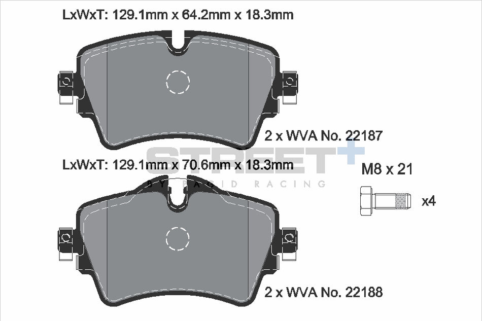 PAGID STREET+ Front Axle Set for BMW 1 (F52) 118 i 01/17→08/19