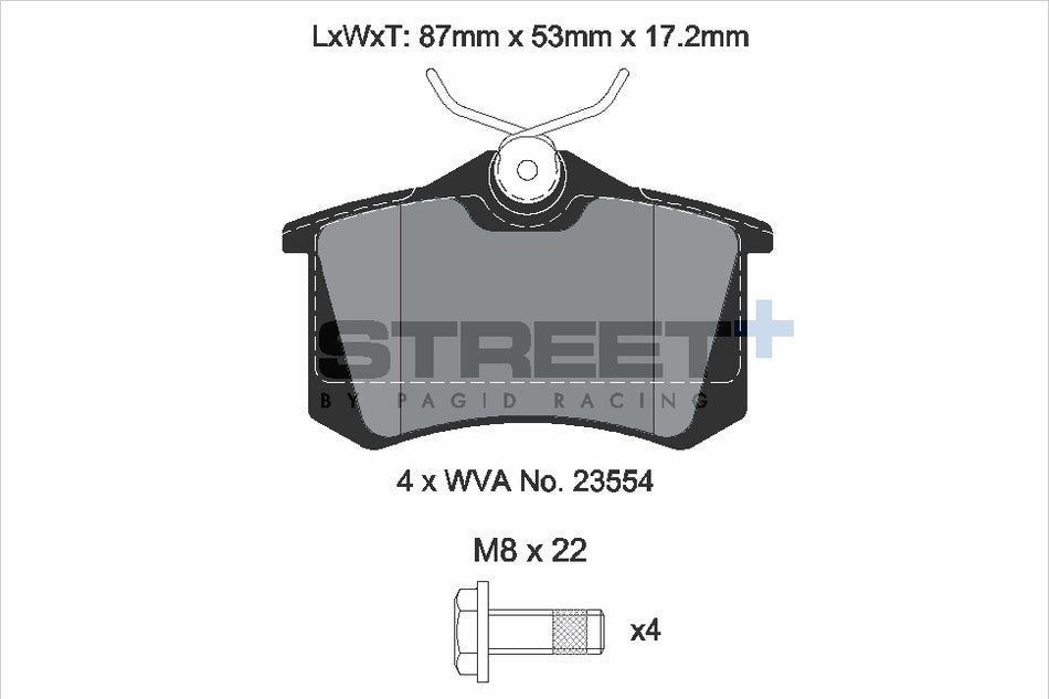 PAGID STREET+ Rear Axle Set for VW GOLF V (1K1) 2.0 01/05→11/08