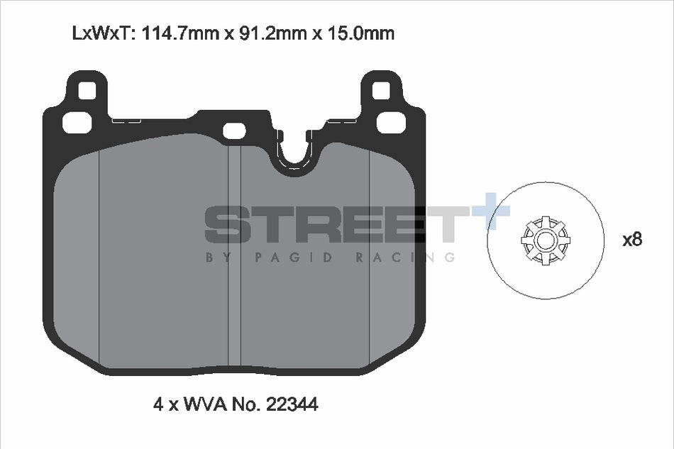 PAGID STREET+ Front Axle Set for MINI MINI CLUBMAN (F54) Cooper SD 02/15→02/18