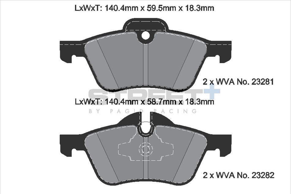 PAGID STREET+ Front Axle Set for MINI MINI Convertible (R52) Cooper 04/04→07/08