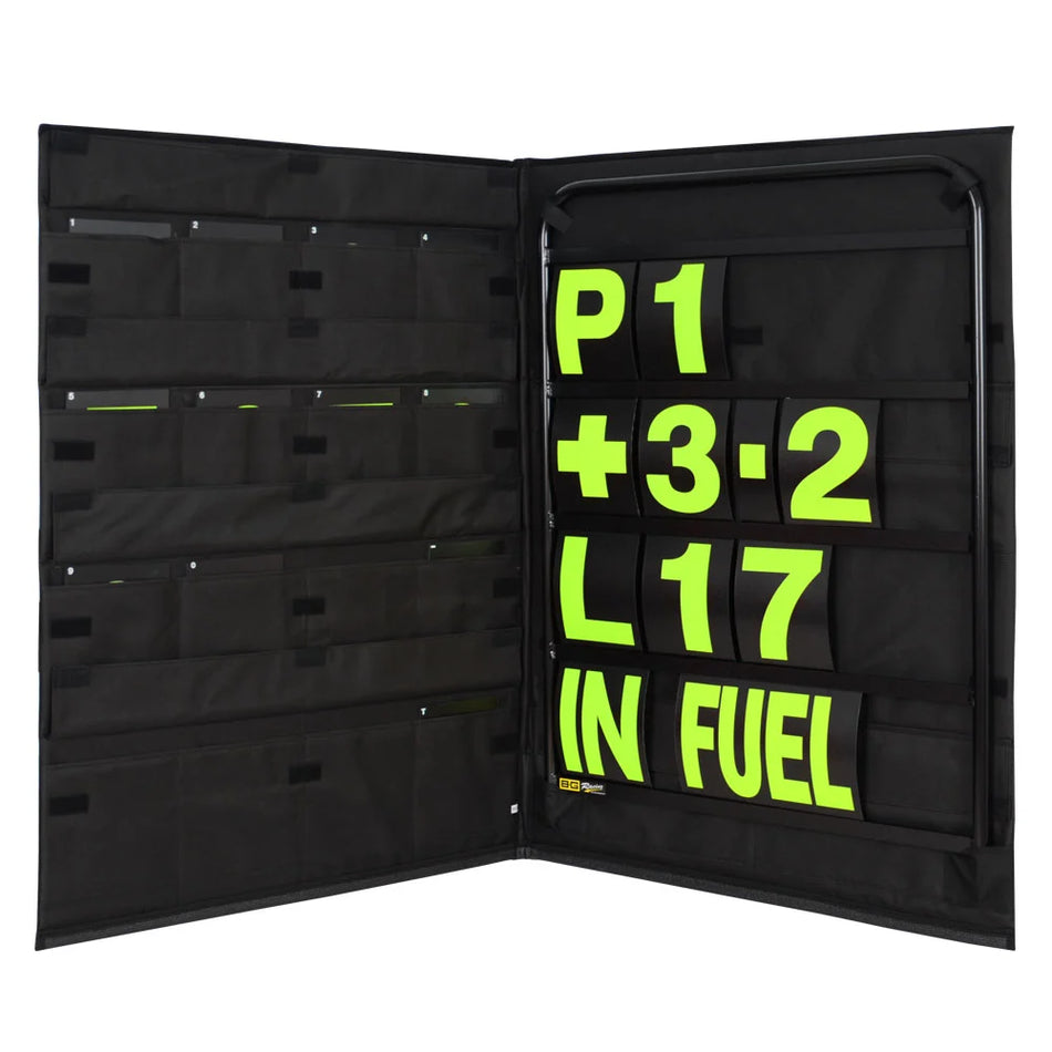 B-G Racing Standard Black Pit Board Kit- Yellow Numbers & Bag
