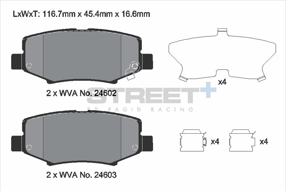 PAGID STREET+ Rear Axle Set for JEEP WRANGLER III (JK) 3.8 04/07→12/11