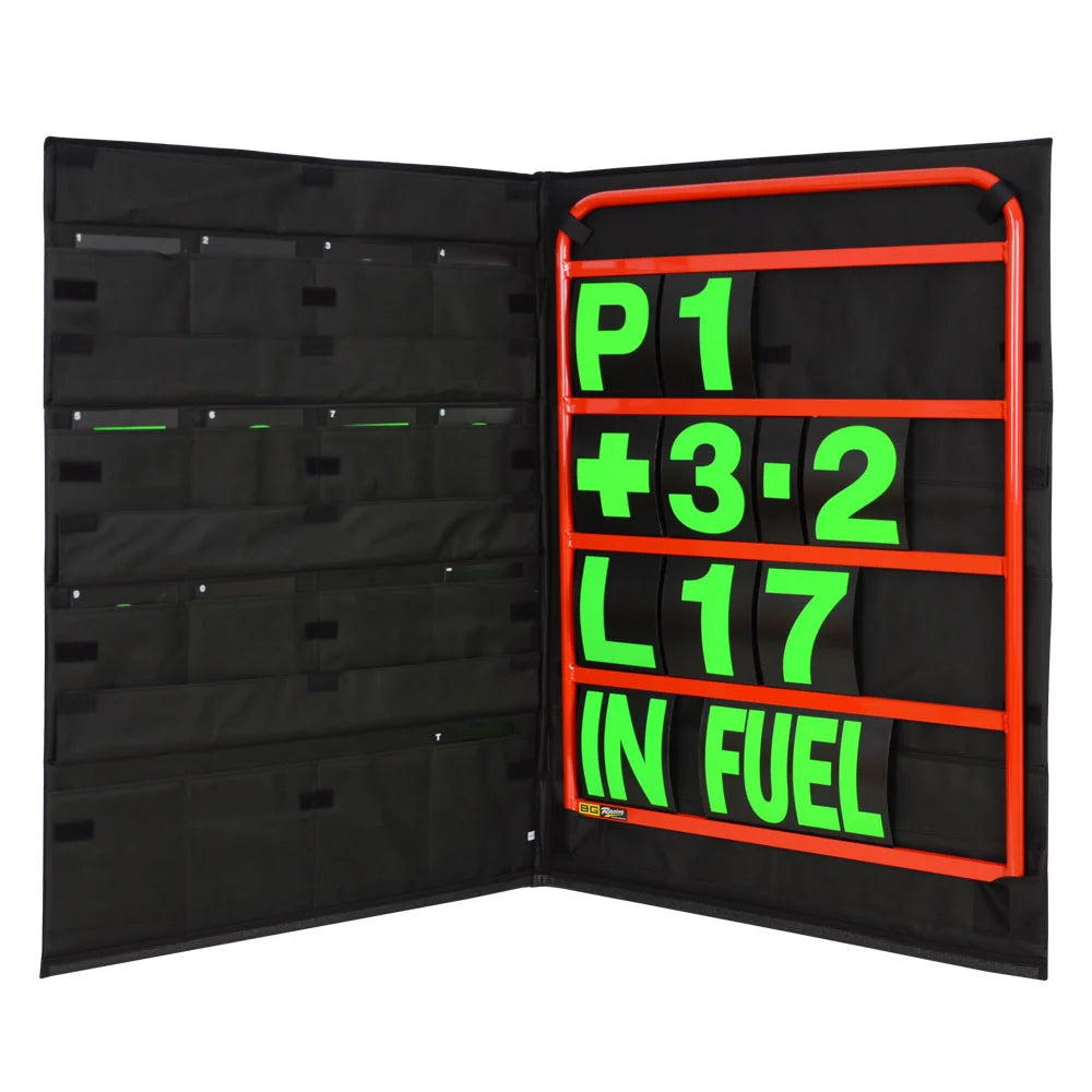 B-G Racing Standard Red Pit Board Kit- Green Numbers & Bag