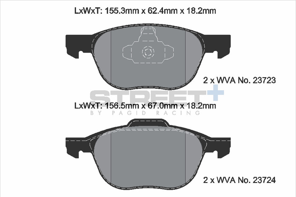 PAGID STREET+ Front Axle Set for FORD (CHANGAN) FOCUS Hatchback 1.0 GTDi 07/15