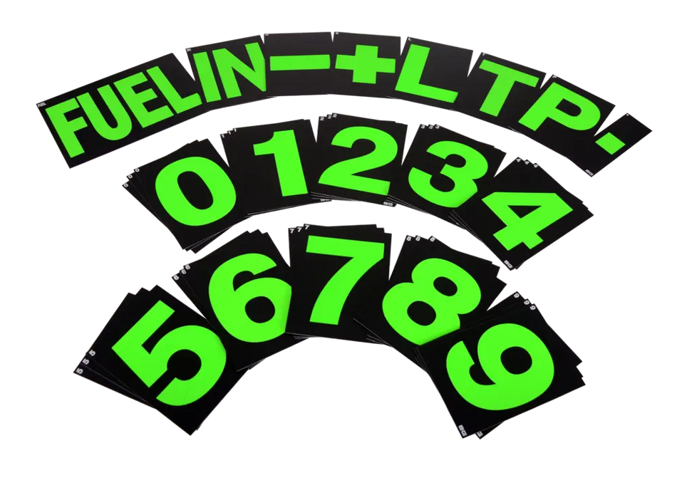 B-G Racing Large Pit Board Number Set - Hi Vis Green