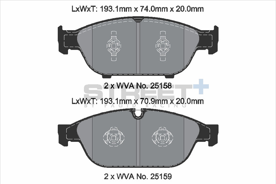PAGID STREET+ Front Axle Set for AUDI A6 C7 (4G2, 4GC) 3.0 TDI quattro 09/14→09/18