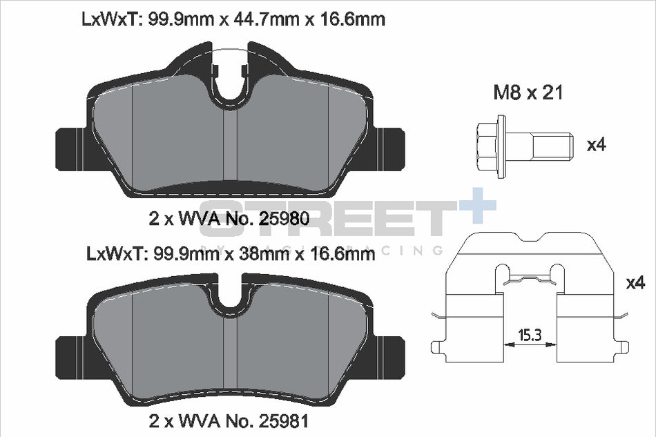 PAGID STREET+ Rear Axle Set for MINI MINI (F56) Cooper SD 06/14
