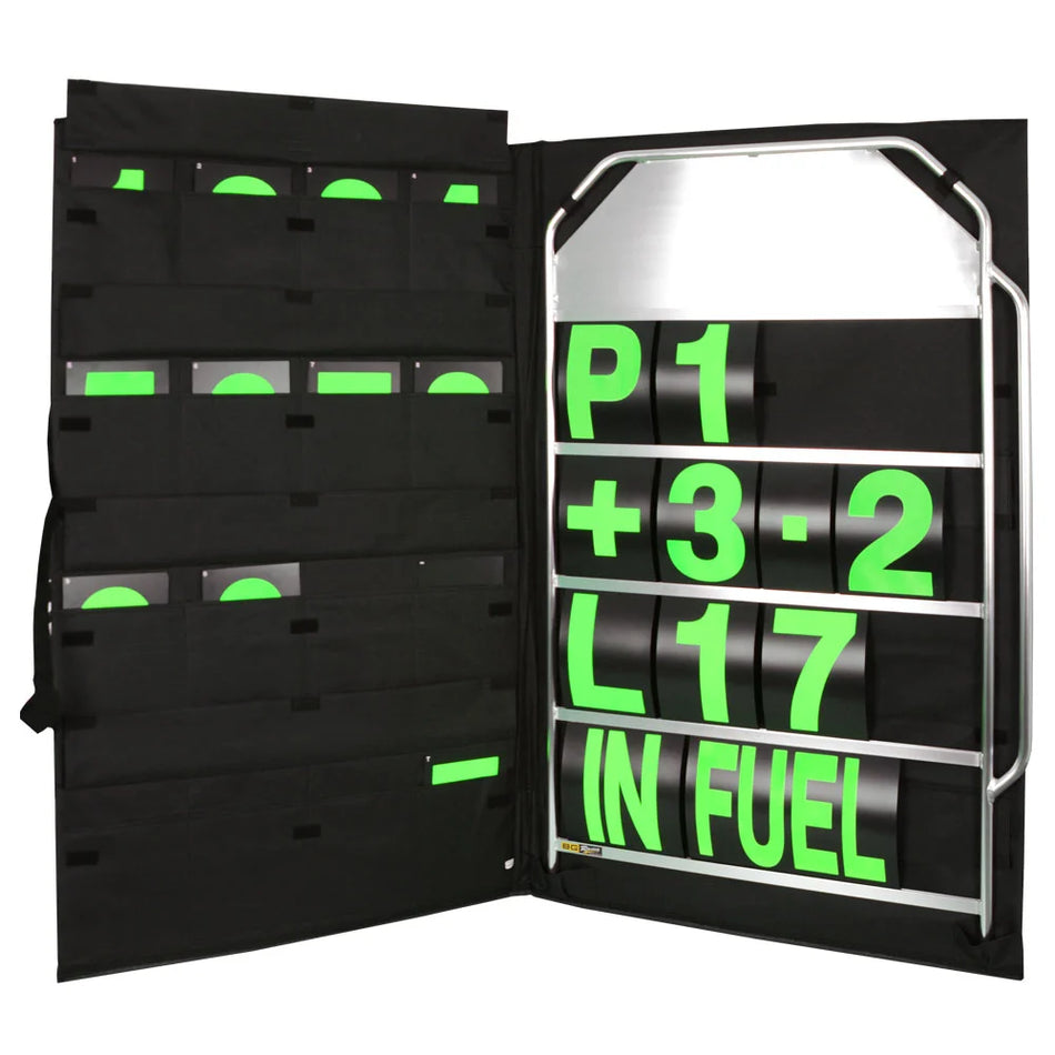 B-G Racing Large Silver Pit Board Kit - Green Numbers & Bag